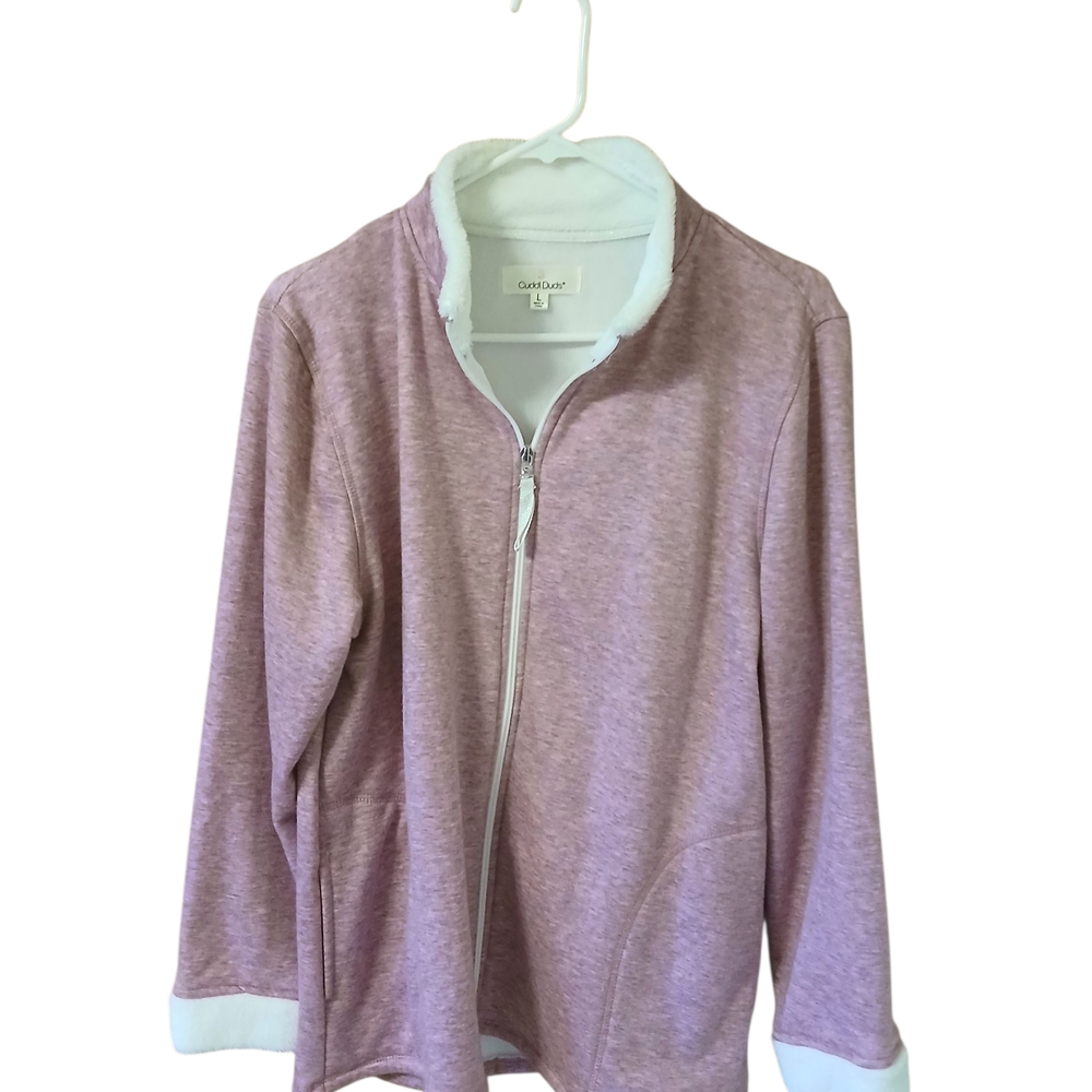 Cuddl Duds Pink Zip-Up Cardigan